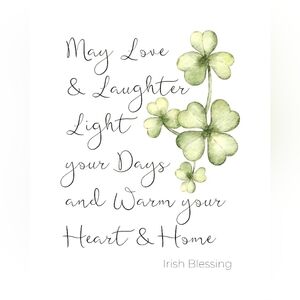 Irish Blessing Wall Art Print with Green Shamrocks (Closet Ad)